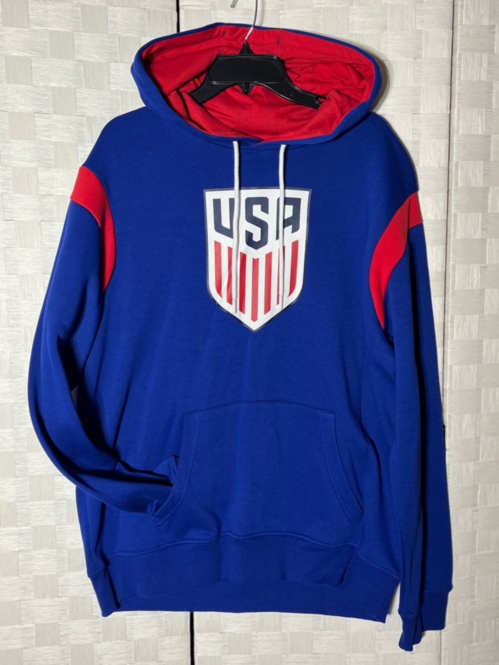 Blue and Red USA Logo Men's Hoodie